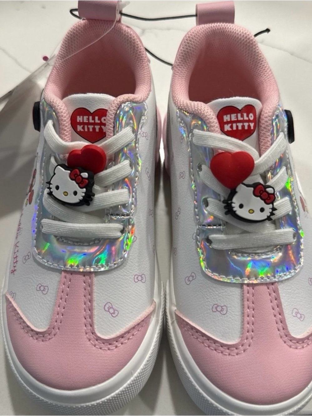 Hello Kitty Pink & White Holographic Accent Kids Sneakers